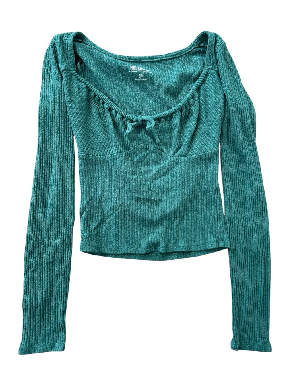 Hollister Ribbed Babydoll Top Women’s XS Green Soft Y2K Vibes